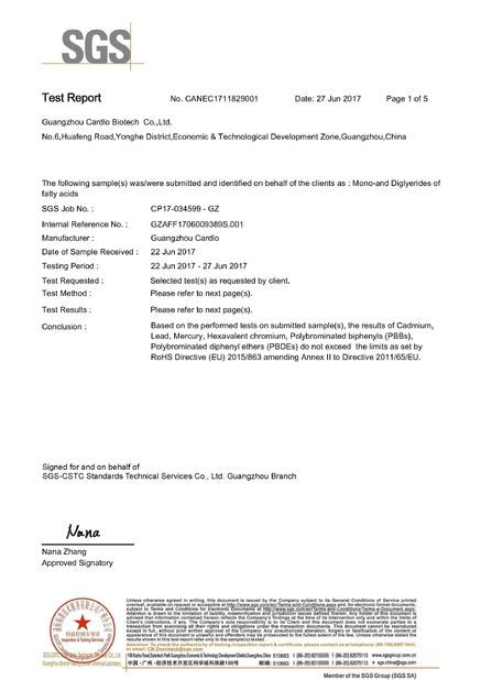 चीन Guangzhou CARDLO Biotechnology Co.,Ltd. प्रमाणपत्र